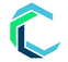 A geometric, hexagonal logo with blue, green, and teal segments forming a stylized letter 
